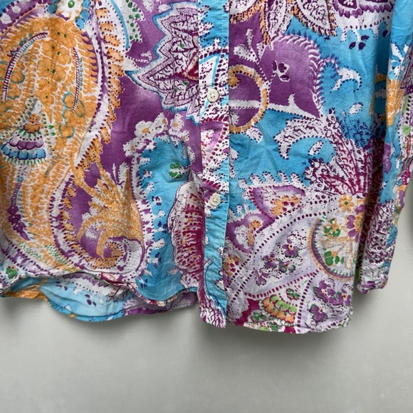 Lauren Ralph Lauren Paisley Button-Up Collared Shirt XL Retro Spring - Picture 4 of 8